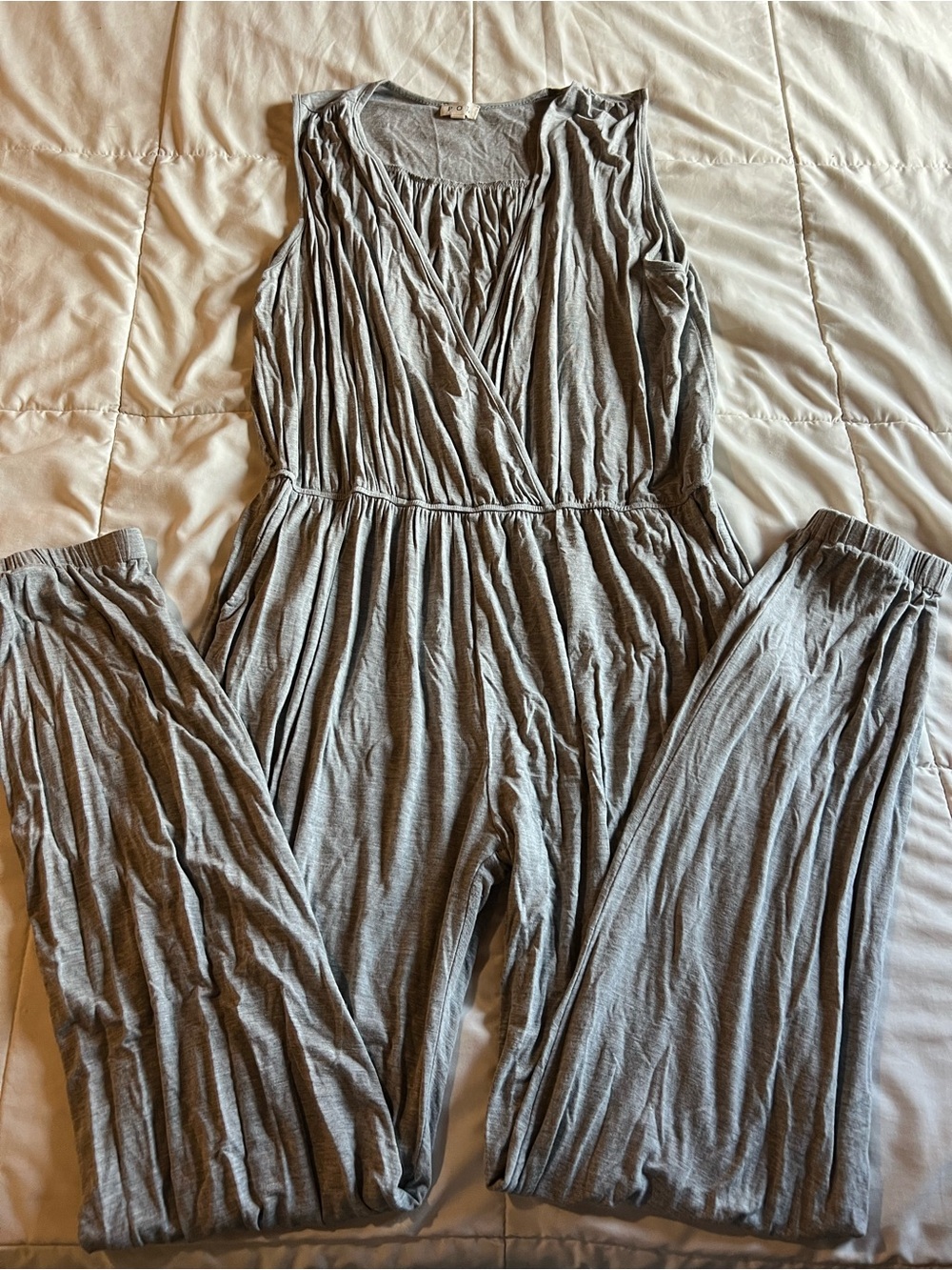 POL Heather Gray Sleeveless Jumpsuit